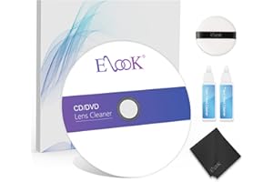 Elook CD Player Cleaner Kit, Laser Lens Cleaning Disc for CD/VCD/DVD Player, with Microfiber Cloth and Cleaning Pad and Solution