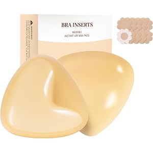 Fanceasily Double Sided Sticky Bra Push Up Inserts - Sticky Bra Insert with 10 Pcs Pastie,Stick on Bra for Sport Bra Swimsuit