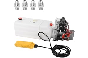 LFGUD 8 Quart Hydraulic Pump 12V DC Hydraulic Power Unit Double Acting Double Solenoid Hydraulic Pump with Plastic Reservoir for Dump Trailer Car Lifting Platforms