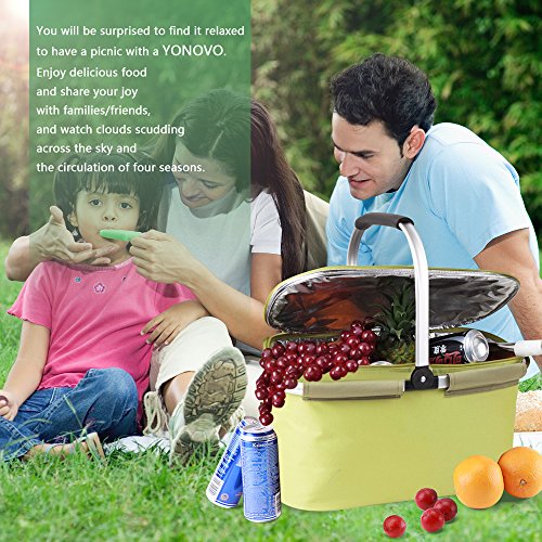 Insulated Picnic Basket Cooler Bag 22L for Camping BBQ Outdoor Sports - Thumbnail 7