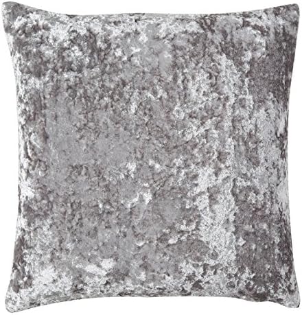 Crushed Velvet Silver Pillow with Feather Fill Insert (24x24")