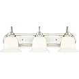 Westinghouse, Brushed Nickel 6301500 Harwell Three-Light Indoor Wall Fixture, Finish with White Opal Glass, BN