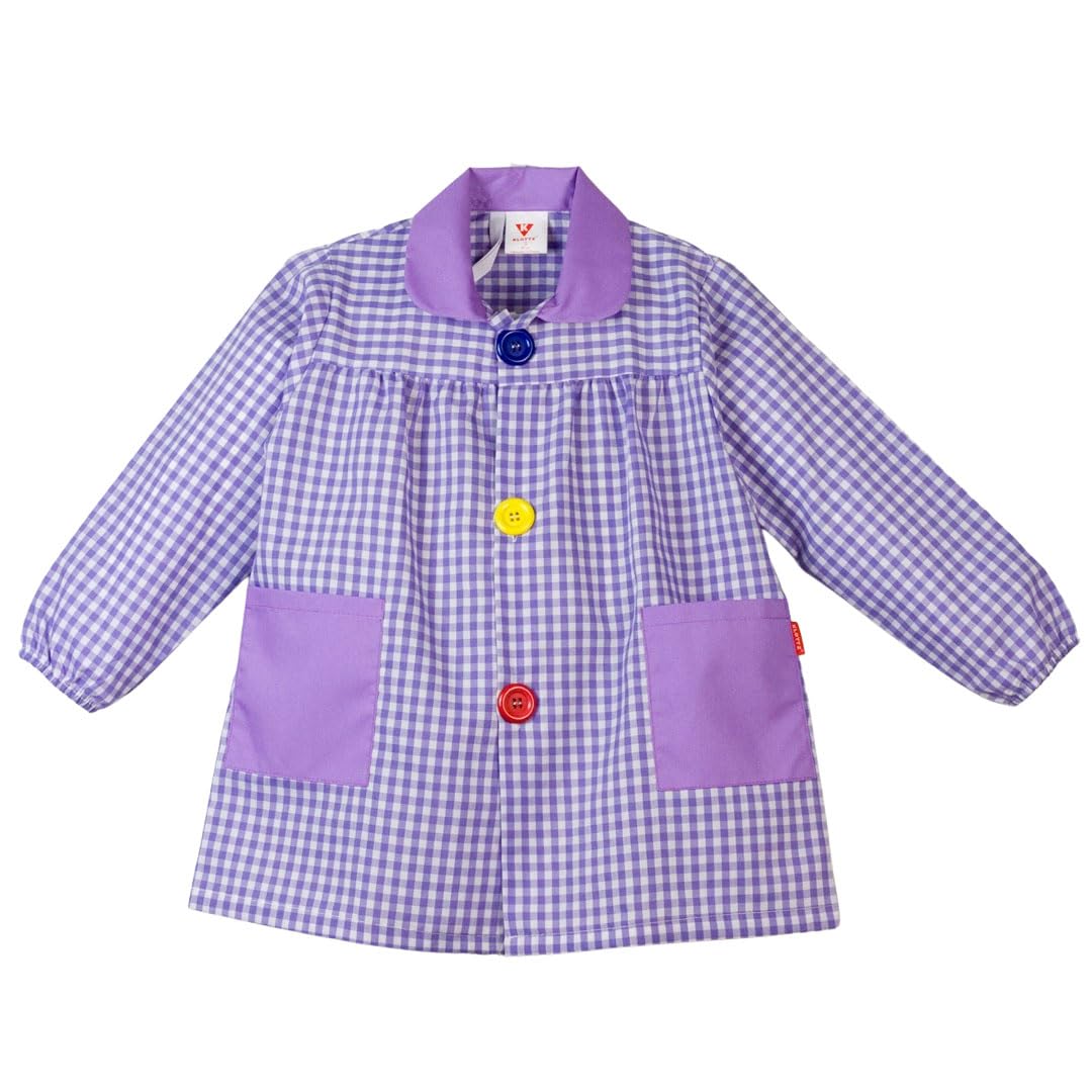 KLOTTZ Children's Painting Apron for Nursery., purple, 0/1 Jahre alt (78-83cm)