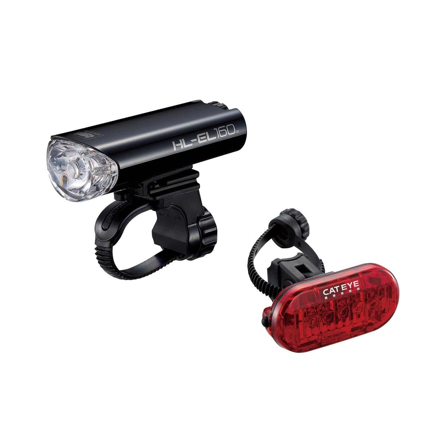 CatEye Bike Lights Set - 160 Lumen LED Front Bicycle Light Front and Back with OptiCube Lens | Multiple Modes, Long Runtime MTB | Cycling Lighting | EL-160/Omni 5 | CatEye Bike Accessories