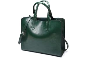 Pahajim Leather Tote Bags for Women Large Tote Bag Retro Top-handle Bag Trendy Work Bag PU Leather Purse,Green