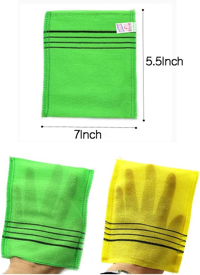 Korean Bath Towel Washcloth Named Italy Towel 20pcs/Pack Body Scrub Genuine Exfoliating Bath Mitten Remove Dead Skin Yellow and Green (Green): Kitchen & Dining