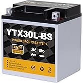 Daakmax YTX30L-BS Motorcycle Battery 12V 30Ah 400CCA, Maintenance Free Sealed AGM Powersport Battery, Replacement for ATV UTV Harley, YTX30L-BS / ETX30LA / YIX30L