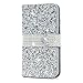 S7 Edge Case,Samsung Galaxy S7 Edge Case - BADALink Wallet Flip Folio PU Leather Case Magnet Card Holder Soft TPU Inner Cover with Tempered Glass Screen Protector & Dust Plug & Stylus Pen (Silver)