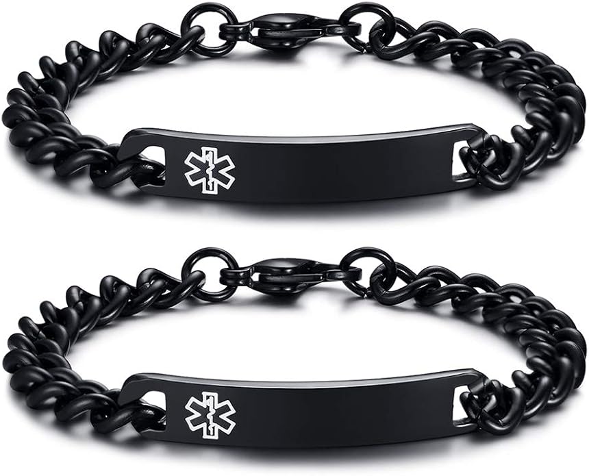 PJ Jewelry 2 Pack Free Custom Engraving Unisex Stainless