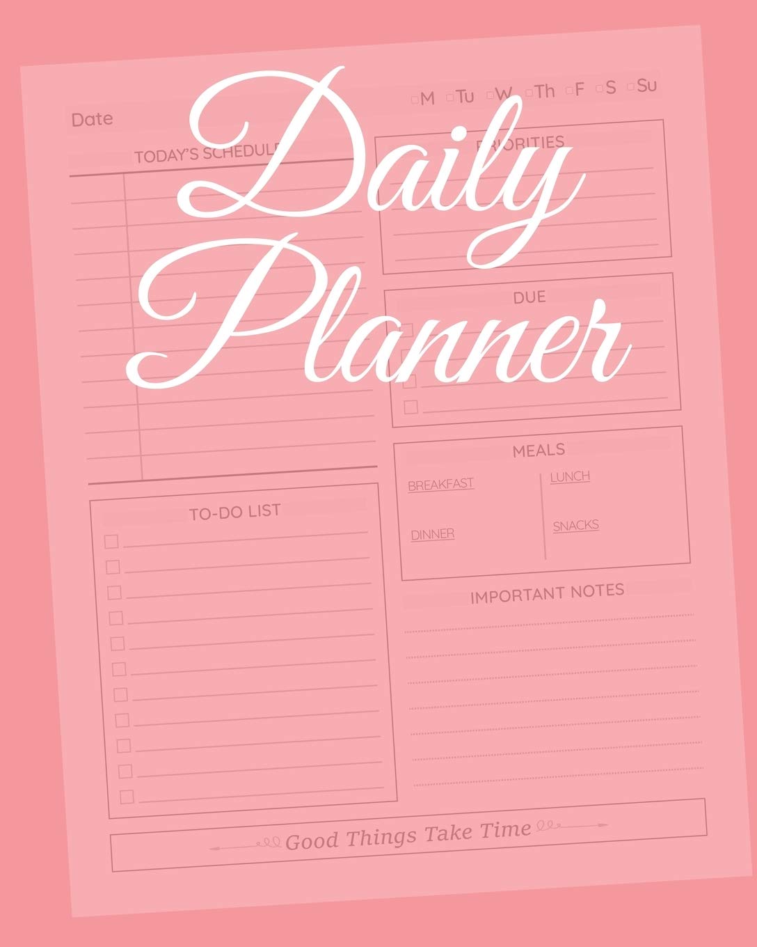 Daily Planner To Do List Notebook Planner And Schedule Diary Daily Task Checklist Organizer Journal Undated 19 Pink Notes Happy Amazon Com Books