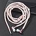Plaviya Pearl Necklace Earphones Pearl Beads Jewelry Headphones with Mic & Volume Control Stereo Pearl Earphones Female Noise Cancelling 0.35 mm in-Ear Headset