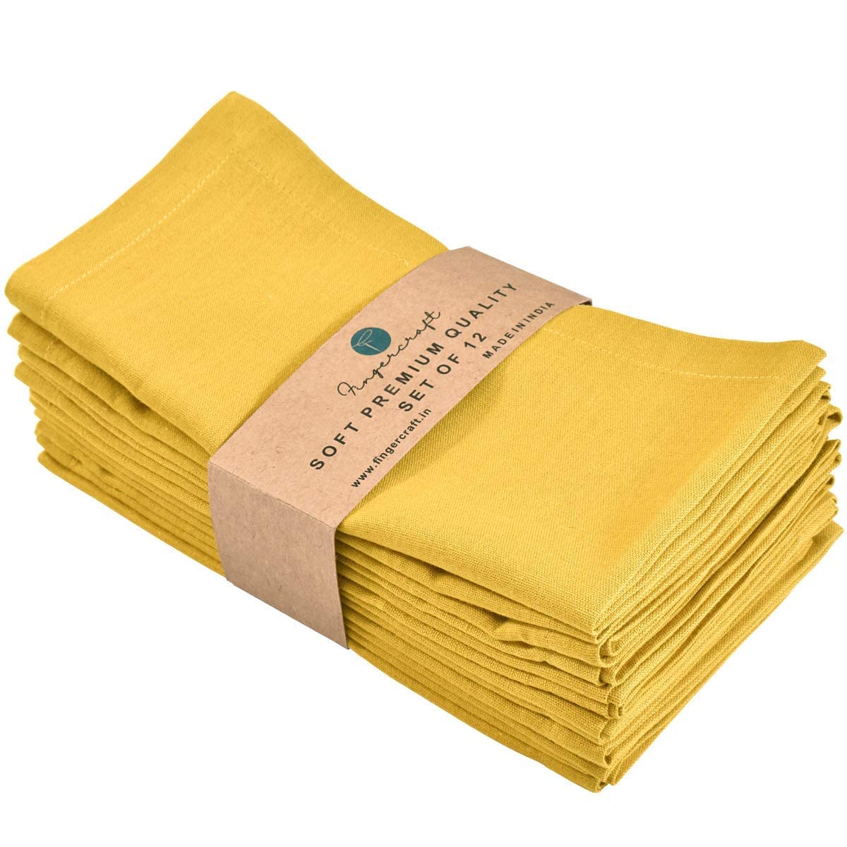 Fimgercraft Cloth Napkins, Cotton Linen Blend Fabric 12 Pack, Premium Quality, Mitered Corners for Every Day Use Napkins are Pre Shrunk and Good Absorbency Gold,