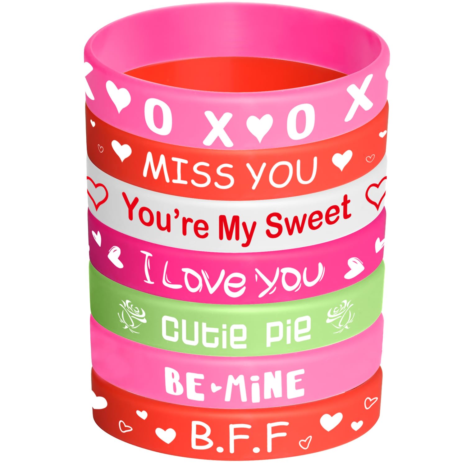 TUPARKA 35 Pieces Valentine Rubber Wristband Valentine’s Day Silicone Bracelet for Valentine’s Party Kids School Gifts Supplies