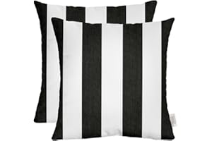 RSH DECOR: Sunbrella Square Throw Pillows Set of 2 | 24" x 24" | Water and Fade-Resistant Performance Fabric | Outdoor Pillow Covers with Down-Alternative Inserts | Cabana Classic