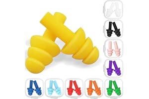 ANIANN 10 Pairs Swimming Earplugs Silicone Noise Cancelling Ear Plugs Reusable Waterproof Earplugs with Case for Swimming and Sleeping, 10 Assorted Colors