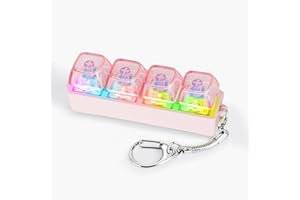 FUNISFUN Keyboard Fidget Toy for Adults Keyboard Clicker with LED Light Keychain Fidget Stress Relief Sensory Toy