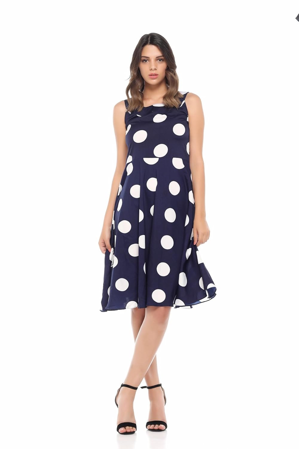 blue and white dotted dress