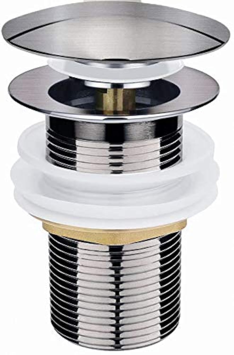 Oladwolf Basin Sink Waste, Modern Pop Up Click Clack, Nickel Plated, Solid Brass, Unslotted Design