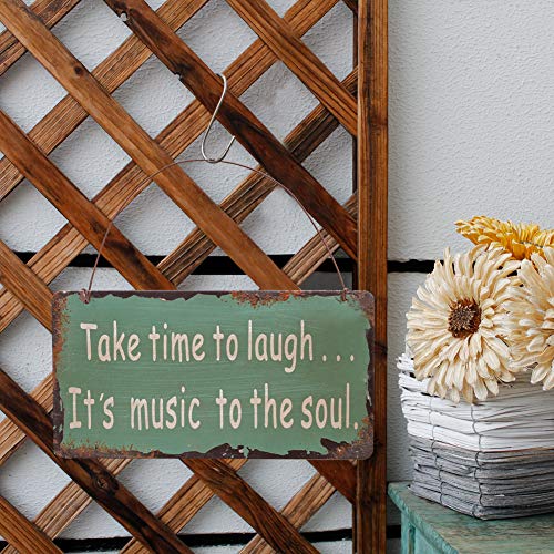 Metal Antique Wisdom Sign, Decorative Metal Wall Art Decor Hanging Sign Plaque, 7.5" x 4'',"Take Time to Laugh Sign