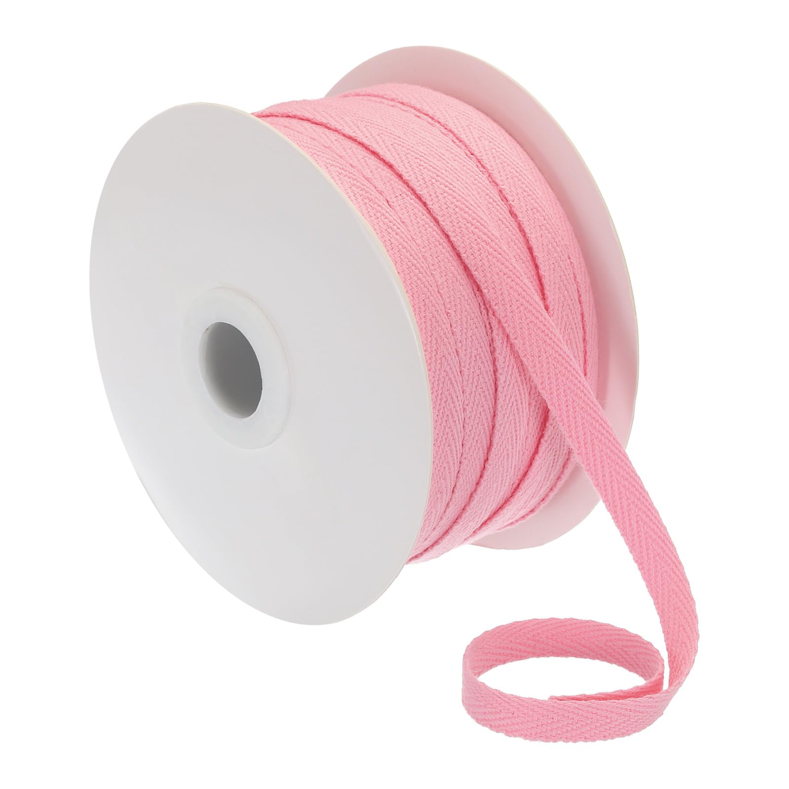 PATIKIL Cotton Twill Tape 1/4 Inch 50 Yards 100% Cotton Ribbon Bias Tape Herringbone Webbing Trim for Sewing Gift Wrapping, Light Pink