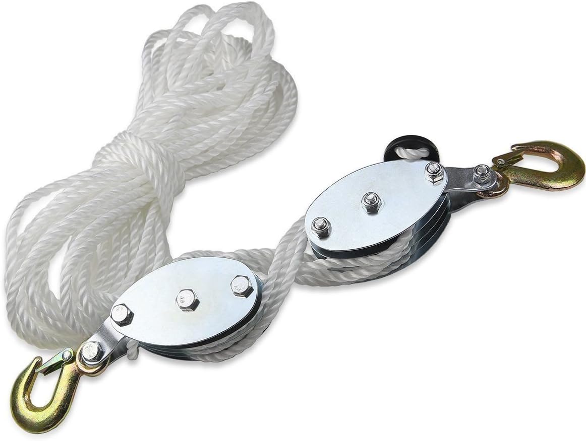 2 Ton Hand Manual Rope Pulley Hoist Vertical Lift Tool Wheel Block