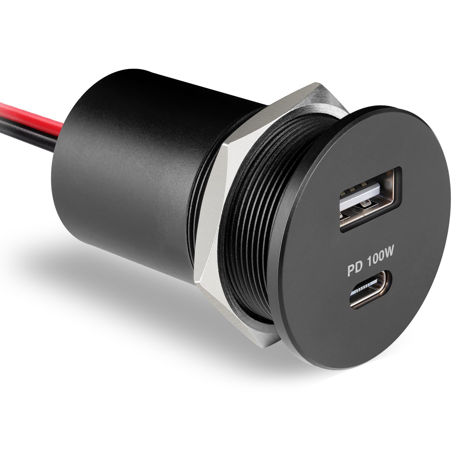 Acegoo 118W 12V USB Outlet 100W Type-C Laptop Car Charger,18W QC3.0 USB-A Dual Port Fast Charging Socket, Replacement Car Charger Accessories for RV Camper Trailer Truck Boat Golf (1Pcs)