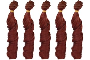 MUZI Wig 5.9 x 39.4 in, 5rolls Curly Heat Resistant Doll Hair Wefts for DIY 1/3 1/4 1/6 BJD SD Doll Wigs, rerooting Doll Hair