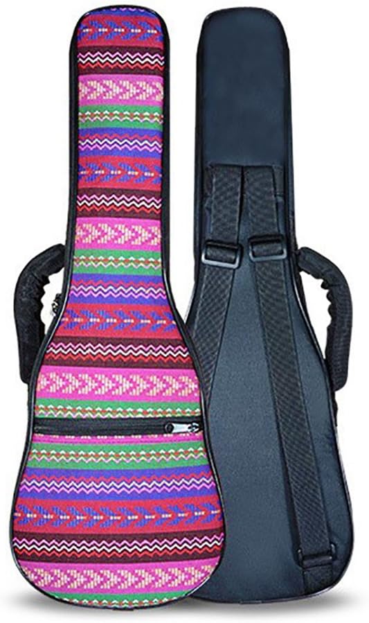 ZEALUX® Colourful Adjustable Shoulder Strap 10MM Sponge Fill Ukulele Case Bag & Uke Case (23/24 in, Bohemia-Red)