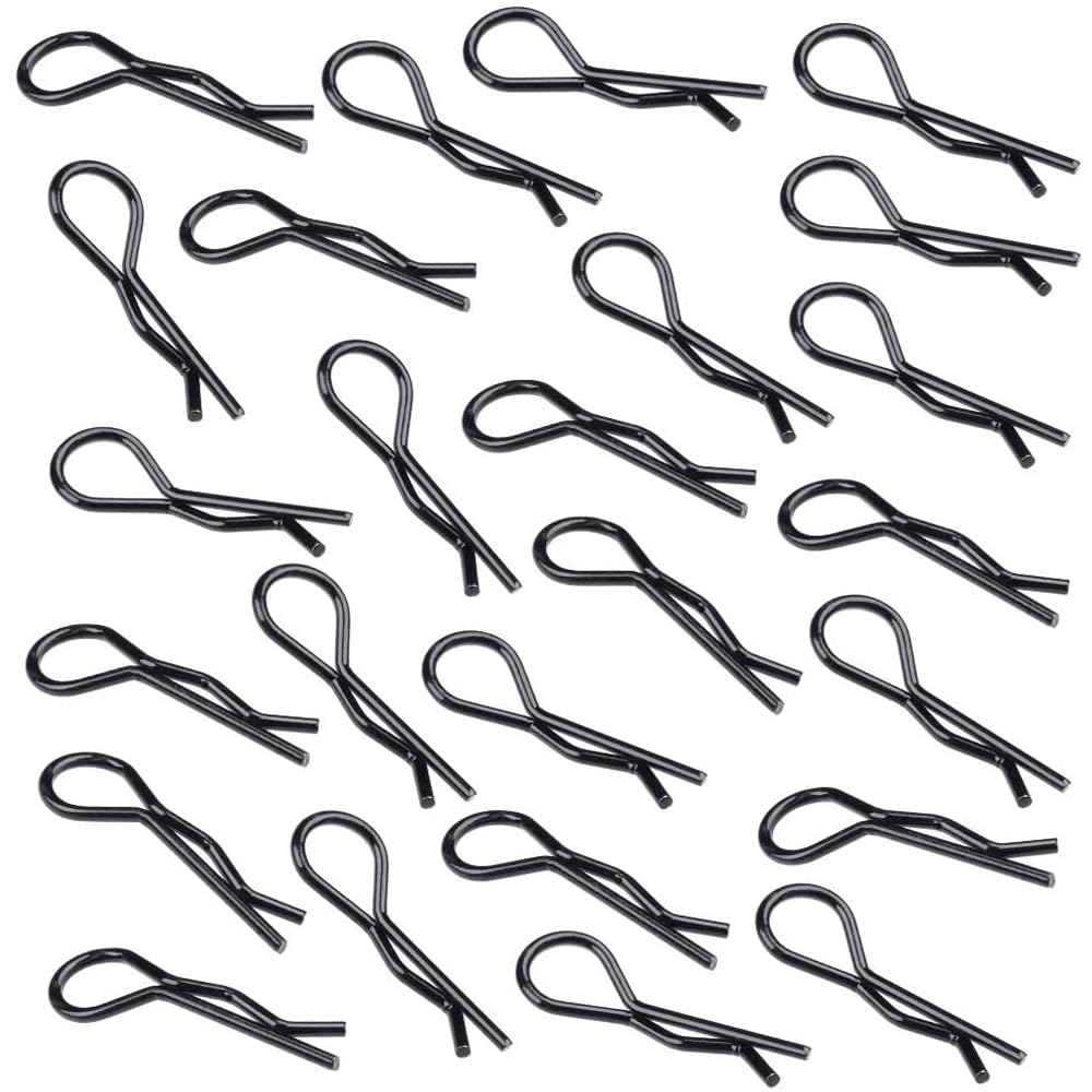 MMOBIEL 50 Pcs Universal RC Body Clips Bend R-Pins for 1/10th 1/12th Parts for RC Car / Off Road Buggy / Truck Shell Parts Black