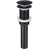 BESTILL Bathroom Sink Drain Stopper, Push Pop Up Drain Without Overflow, Matte Black