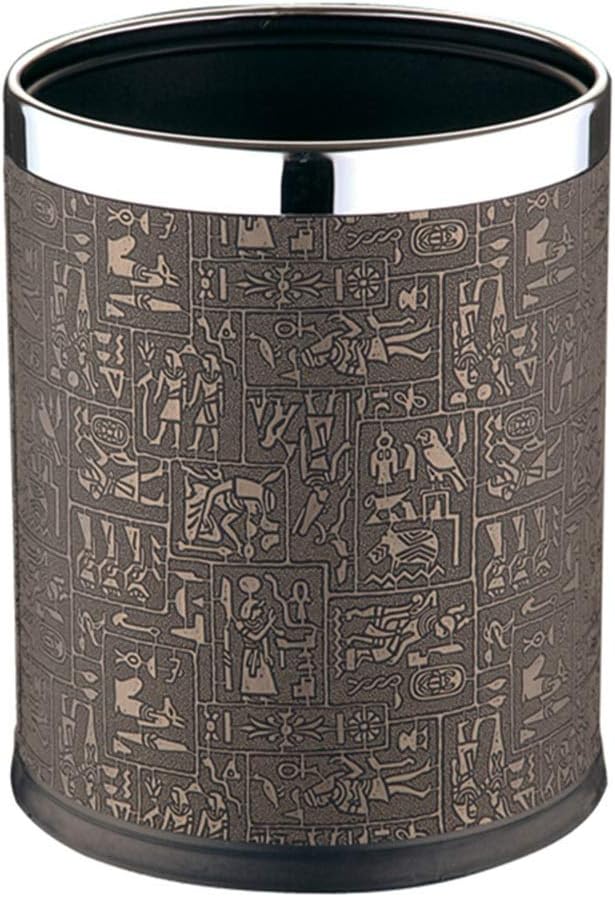 LONG GANG SHOP Fashion Leather Trash Can with Pressure Ring Cleaning Bucket Paper Metal Frame Without Cover Paper Barrel