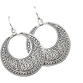 Floral Dot Hoop on Sterling Silver Earrings