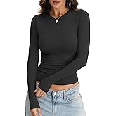 Eachyes Womens Long Sleeve Shirts Crew Neck Slim Fit Crop Tops Fall Basic Going Out Y2k Fashion Clothes 2026
