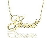 AOLO Gina Heart Name Necklace 18k Gold Plated