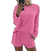 Ekouaer Womens Pajama Sets 2 Piece Lounge Set Casual Long Sleeve Loungewear Matching Sleepwear