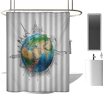 Amazon Com Stevenhome Earth Shower Curtain Customized Globe Of
