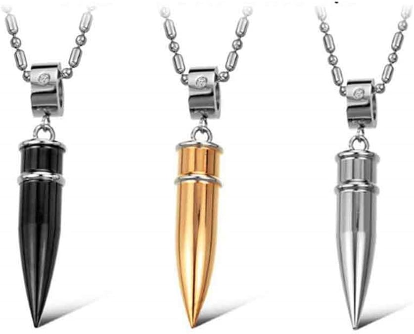 Bullet Necklace Punk Gothic Men's Stainless Steel Bullet Pendant