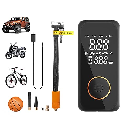 Gtminan Tire Inflator Portable Air Compressor丨150PSI Auto Air Pump for Car Tires丨3X Faster丨Larger Battery丨Digital Pressure Gauge丨LED Light丨for Motorcycle, Bike, Ball (Black)