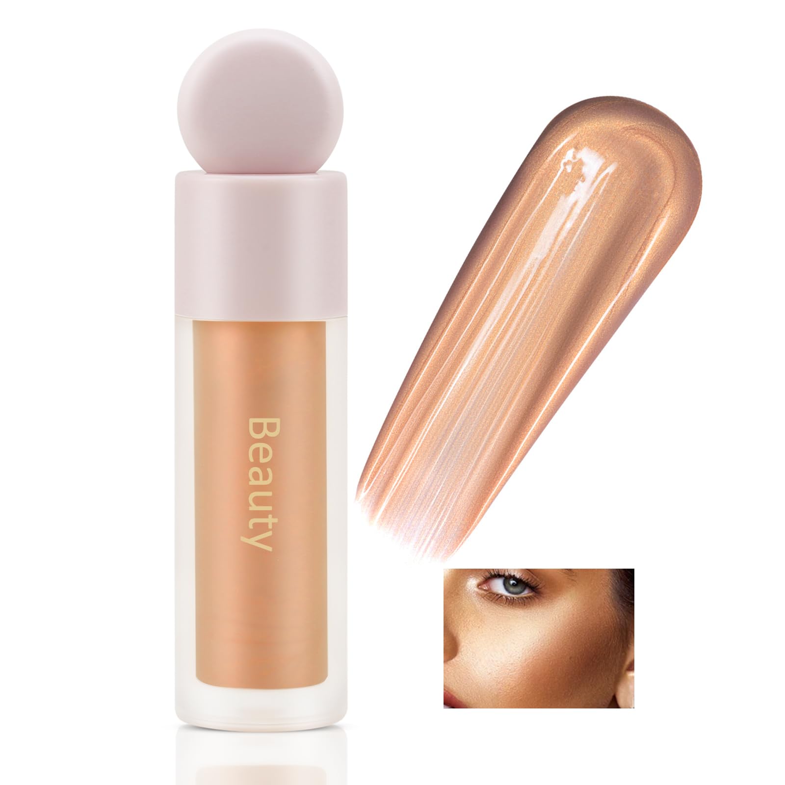 Boobeen Liquid Highlighter Makeup - Luminizer Shimmer Face Cream Highlight Illuminator Body Bronzer for Smooth Glow Natural Light Brightening Make Up