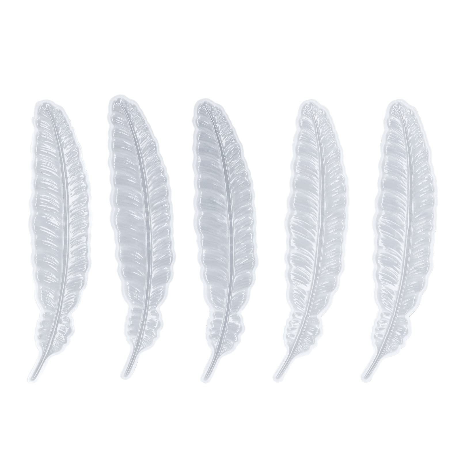 Pssopp 5Pcs Feather Leaf Mould Epoxy Resin Mold Silicone Bookmark Mold DIY Production Soft Bookmark Silicone Mold for DIY Craft