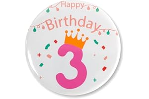 MGJSRNH Baby 1st Happy Birthday Pins Badges Girl First Birthday Button Gift Kids Photo Prop 1st Birthday Badge Pin Decoration Favors Supplies (White-Pink)