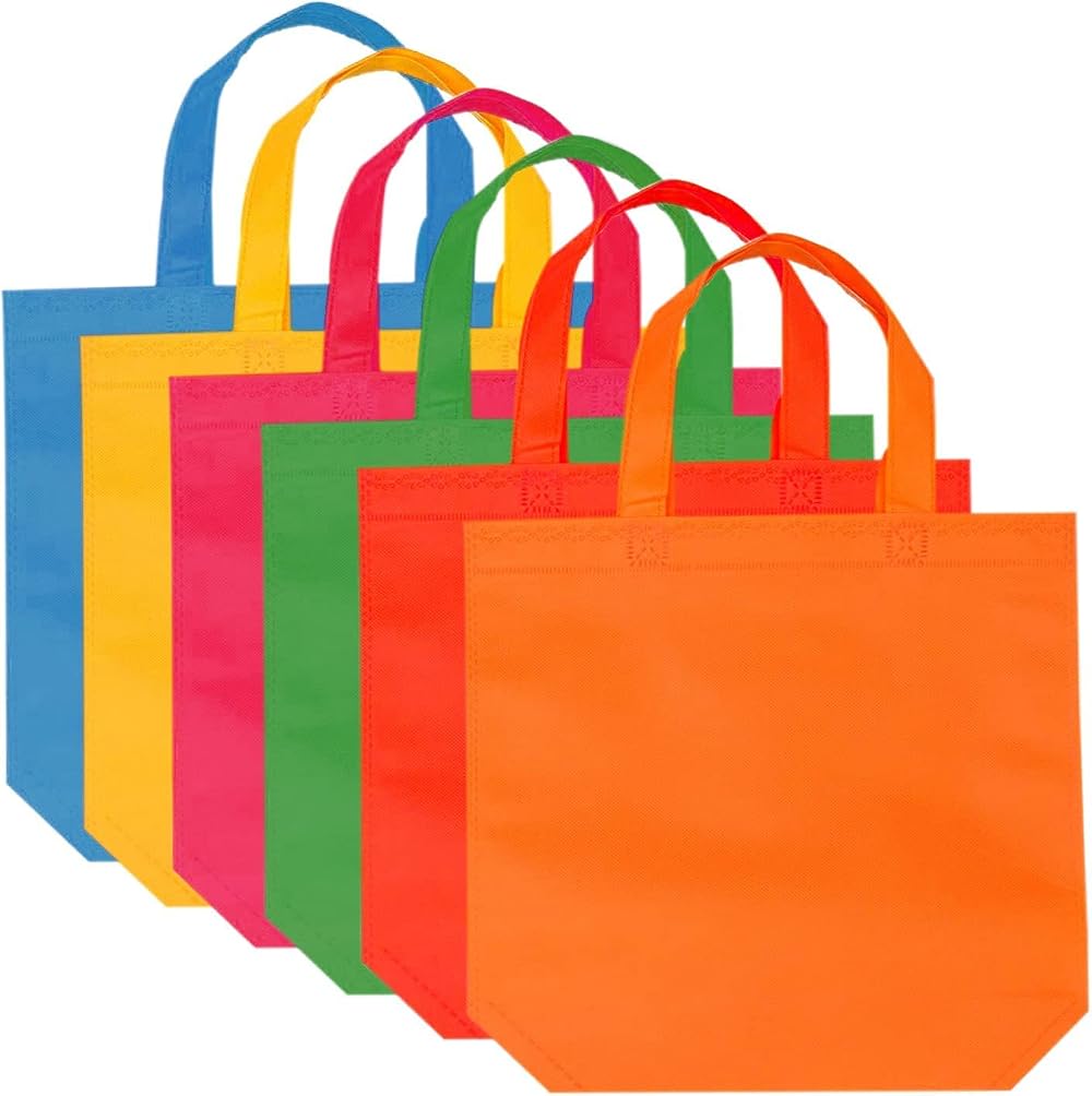 Pengxiaomei 24 Pcs Non-Woven Party Bags with Handles Blank Tote Kids Gifts