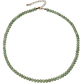 Lightock Simple Choker Necklace for Women Real Stone and Crystals Necklaces 4mm Beaded Choker Jewelry Meditation Gift for Women (16"+2")
