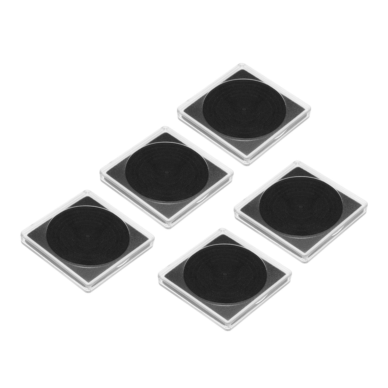 PATIKIL Coin Snap Holder, 5 Pack Coin Collection Case Square with Foam Gasket Coins Display Box Fit 16/21/26/31/36mm Coins for Collector Collection Supplies, Clear Black