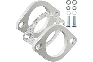 Simnliras 2 Bolt 2.25 inch/60mm Exhaust Flange Connection Kit Corrosion Proof Exhaust Flange & Exhaust Gasket Kit with Bolts 