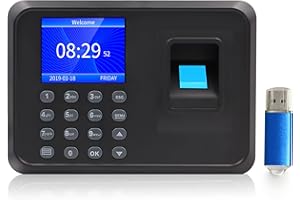 KAZNTCC Fingerprint Time Clocks for Employees Small Business with Finger Scan and Pin Punching in One,NO Monthly Fee,NO Software Fee,Calculate Working Hours & Deduct Lunch Time