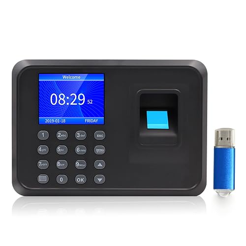 Time. Check Watch Machine Time Clock for Employees Small Business with Finger Scan and Pin ...