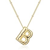 ESENY Gifts for Women,Bubble Letter Necklace Gold,14K Real Gold Plated,Initial Necklaces for Women Trendy,Birthday Gifts for Women Personalized (B)