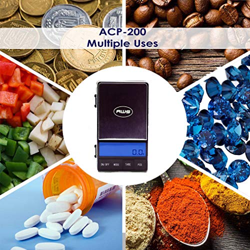 American Weigh Scales AC Pro Series Digital Pocket Weight Scale, Black, 200 x 0.01G (ACP-200) - Thumbnail 5