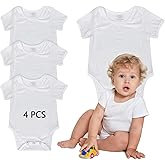 ORJ 4 PCS Baby bodysuit Sublimation Blanks baby undershirts,White Short Sleeve Polyester romper newborn t shirts